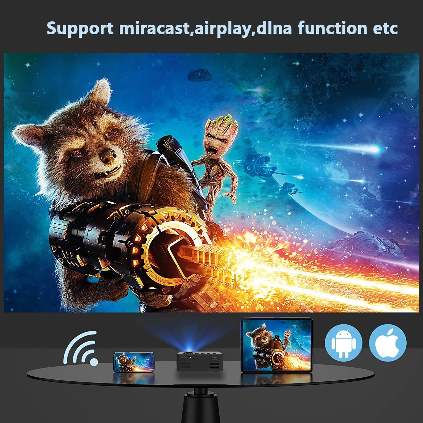 YT100 Mini Android Wifi proiettore esterno portatile intelligente Full HD1080P ufficio Home Theater film Wireless stesso proiettore schermo