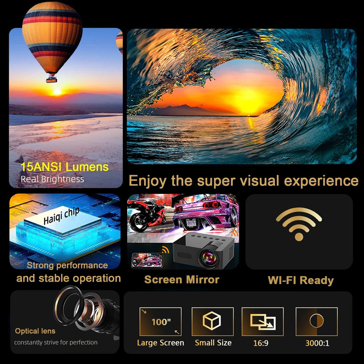 YT100 Mini Android Wifi proiettore esterno portatile intelligente Full HD1080P ufficio Home Theater film Wireless stesso proiettore schermo
