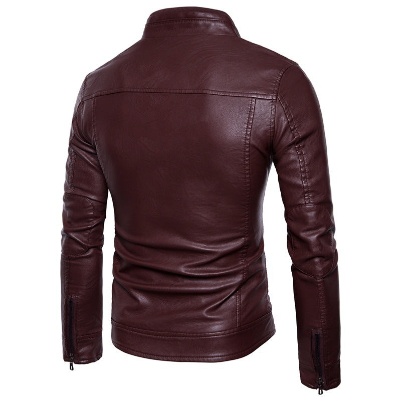 Large Size Plus Velvet Men's Leather Jacket