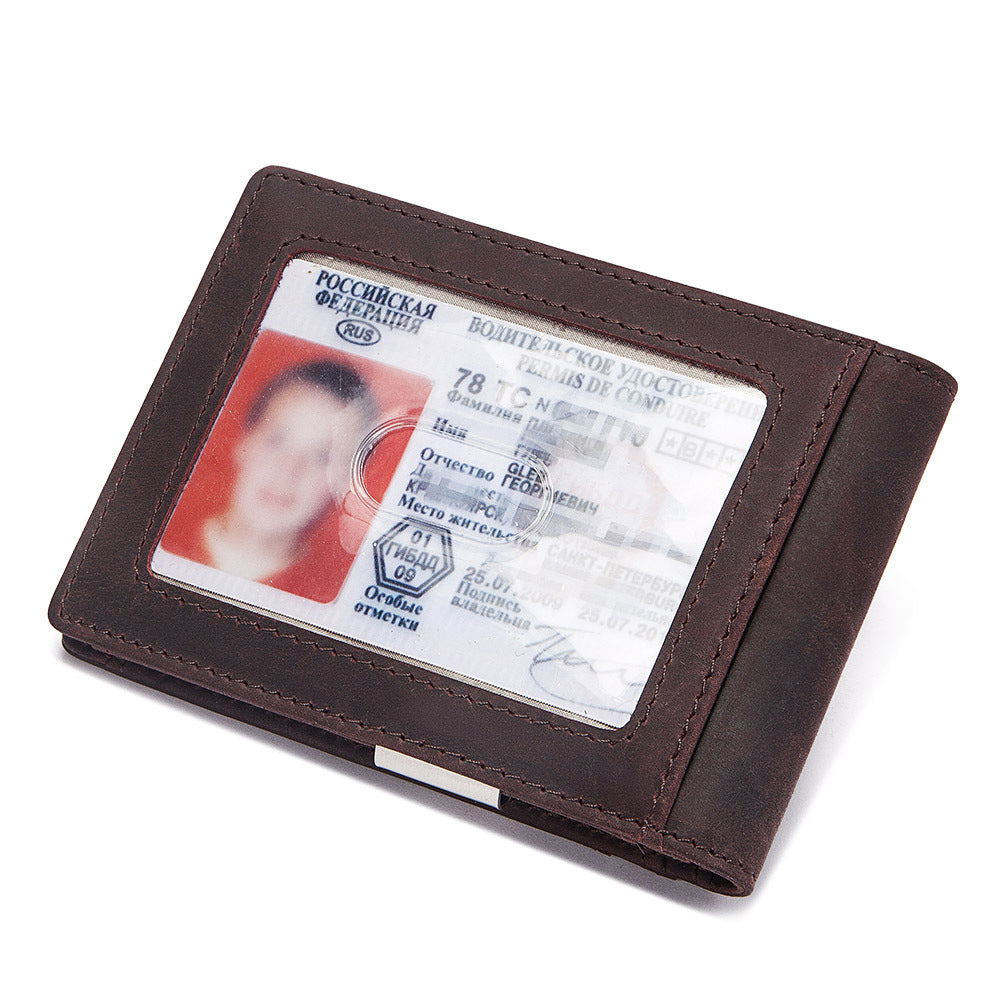 Genuine Leather Wallet Top Layer Cowhide Men's Dollar Clip Multi-Card Men's Coin Purse Wallet