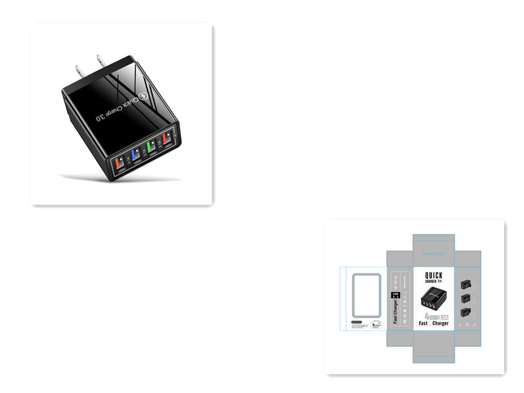 USB-Ladegerät Quick Charge 3.0 4 Handy-Adapter für Tablet, tragbares mobiles Wandladegerät, Schnellladegerät