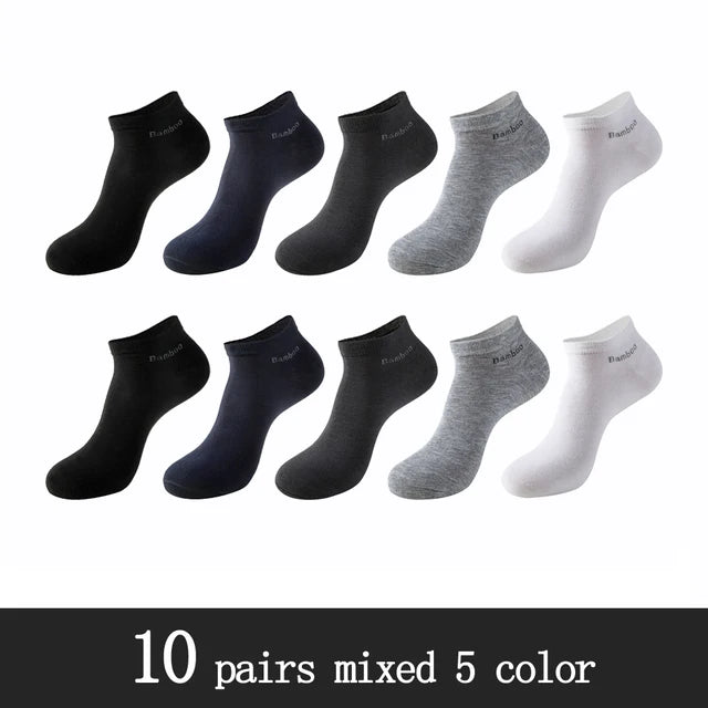 10 Pairs/Pack High Quality Men's Short Bamboo Fiber Socks New Antibacterial Breathable Casual Men's Ankle Socks