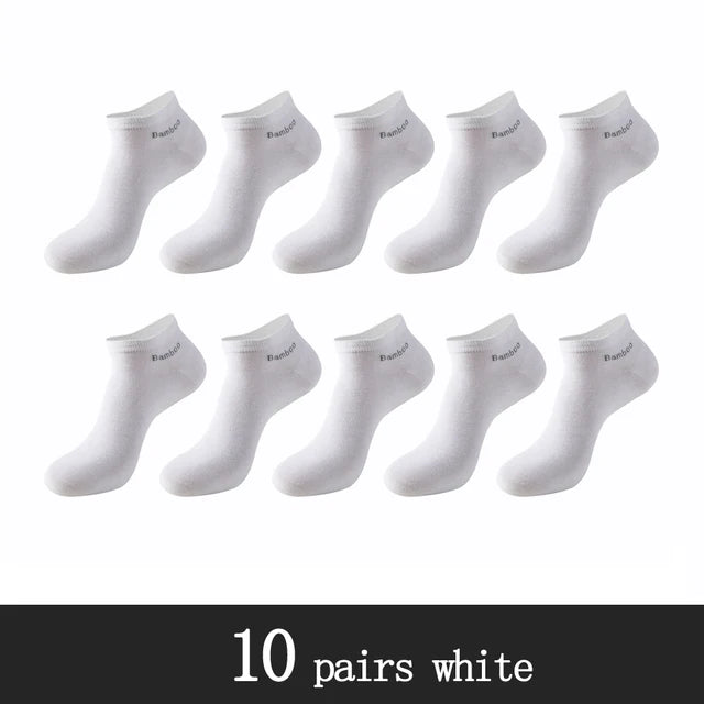 10 Pairs/Pack High Quality Men's Short Bamboo Fiber Socks New Antibacterial Breathable Casual Men's Ankle Socks