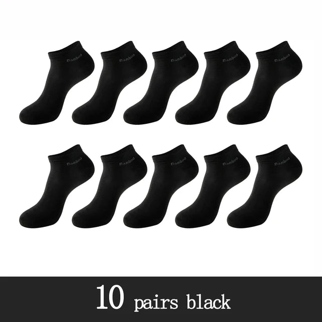 10 Pairs/Pack High Quality Men's Short Bamboo Fiber Socks New Antibacterial Breathable Casual Men's Ankle Socks