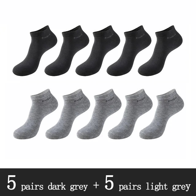 10 Pairs/Pack High Quality Men's Short Bamboo Fiber Socks New Antibacterial Breathable Casual Men's Ankle Socks