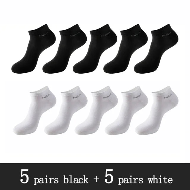 10 Pairs/Pack High Quality Men's Short Bamboo Fiber Socks New Antibacterial Breathable Casual Men's Ankle Socks