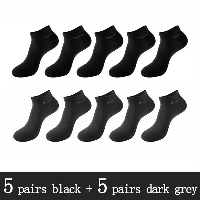 10 Pairs/Pack High Quality Men's Short Bamboo Fiber Socks New Antibacterial Breathable Casual Men's Ankle Socks