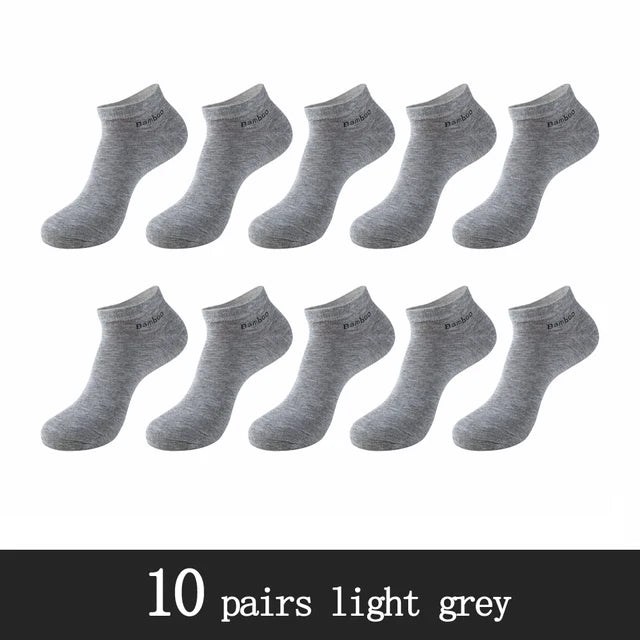 10 Pairs/Pack High Quality Men's Short Bamboo Fiber Socks New Antibacterial Breathable Casual Men's Ankle Socks