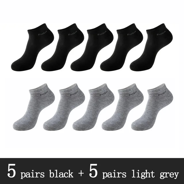 10 Pairs/Pack High Quality Men's Short Bamboo Fiber Socks New Antibacterial Breathable Casual Men's Ankle Socks