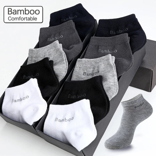 10 Pairs/Pack High Quality Men's Short Bamboo Fiber Socks New Antibacterial Breathable Casual Men's Ankle Socks