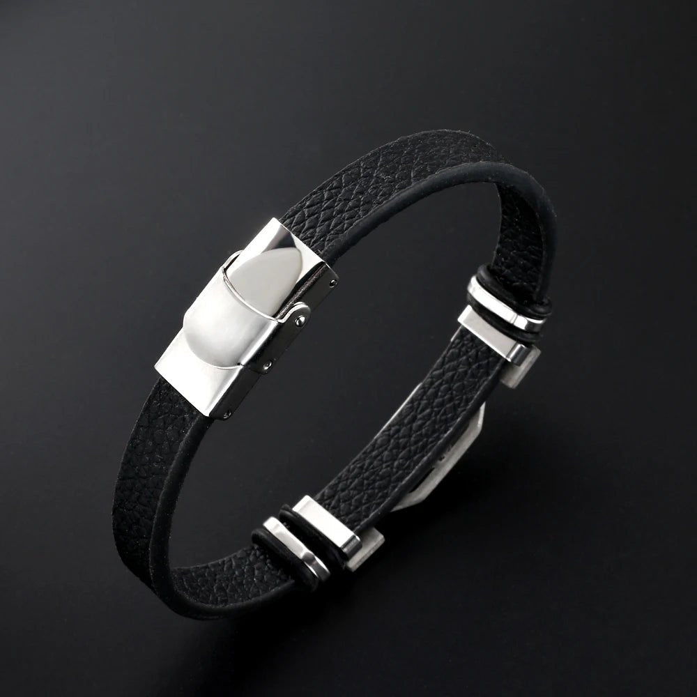 12 Constellation Stainless Steel Bracelet Men Women Zodiac Sign Black Leather Wrap Bracelet Jewelry Pulseras Hombre