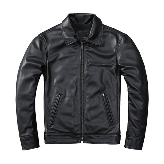 Top Layer Soft Calfskin Men's Slim Leather Jacket