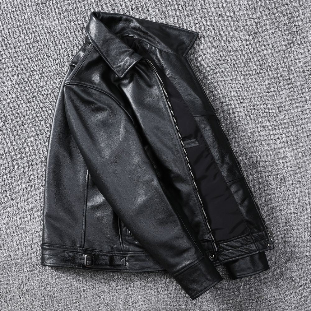 Top Layer Soft Calfskin Men's Slim Leather Jacket