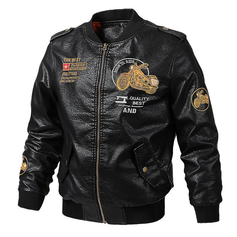 Plush Thick Leather Men'S Jacket