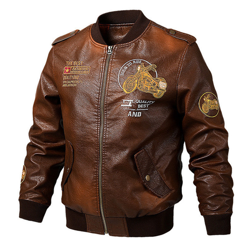 Plush Thick Leather Men'S Jacket