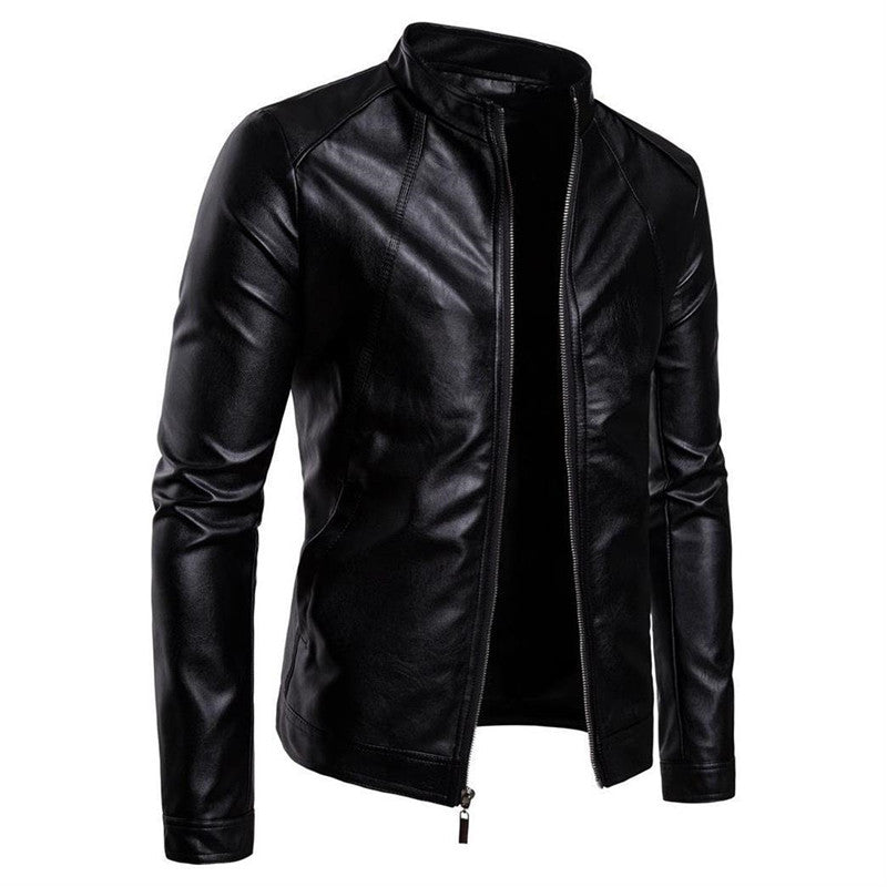 Außenhandel Stehkragen Sportler Motorrad Leder gewaschen Pu Lederjacke Mantel Herren Lederjacke Mantel