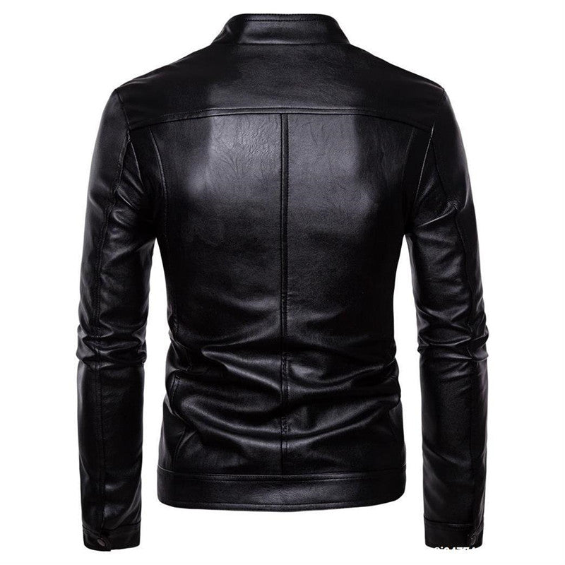 Außenhandel Stehkragen Sportler Motorrad Leder gewaschen Pu Lederjacke Mantel Herren Lederjacke Mantel