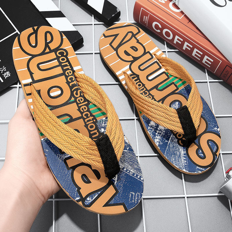 Sommer-Flip-Flop-Sandalen für Herren, Tide Drag, Strandmode, Outdoor-Kleidung, All-Match, Pinch Feet