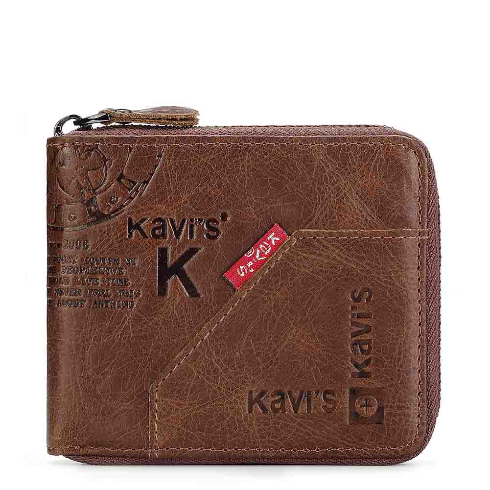 Men's Short Leather Short Zipper Head Layer Leather Retro Youth Fashion Multifunctional Soft Wallet 