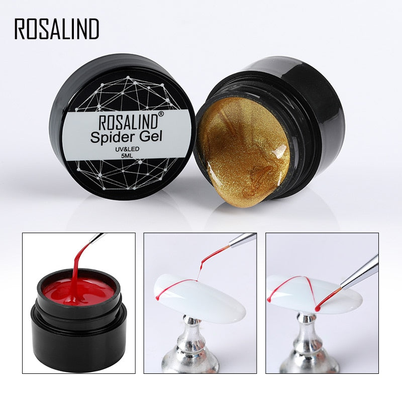 ROSALIND Gel Spider Line For Nails Art Gel Polish UV Colors Painting Gel Nail Polish Spider Gel Lacquer Web Stickers Gel Polish 