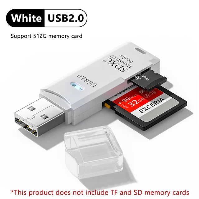 2 In 1 High Speed USB 3.0 2.0 Micro SD TF Card Reader Adapter Data Transmission up to 5Gbps Compatibility Multiple for PC Laptop