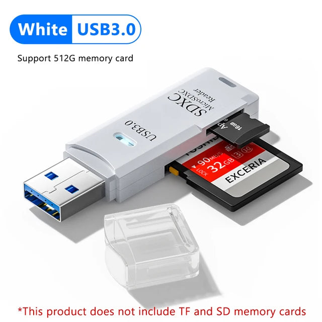 2 In 1 High Speed USB 3.0 2.0 Micro SD TF Card Reader Adapter Data Transmission up to 5Gbps Compatibility Multiple for PC Laptop