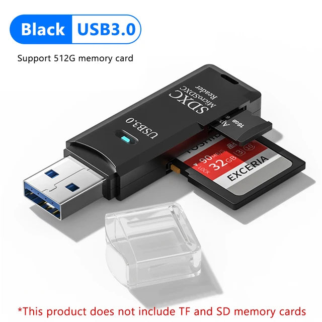 2 In 1 High Speed USB 3.0 2.0 Micro SD TF Card Reader Adapter Data Transmission up to 5Gbps Compatibility Multiple for PC Laptop