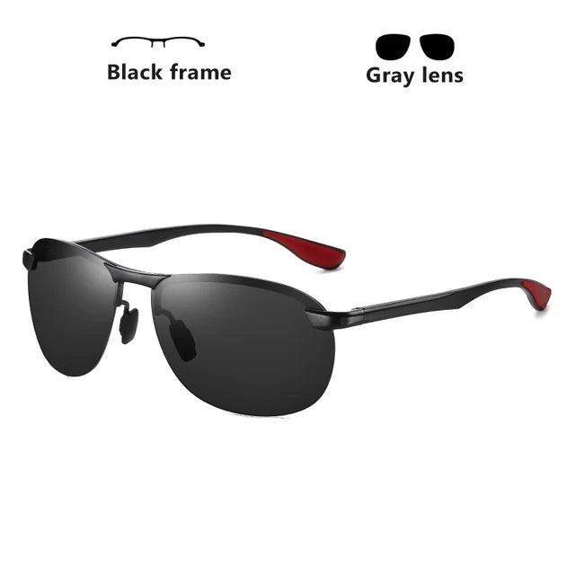 2023 Brand Design Upgrade Photochromic Rimless Sunglasses Men Anti-glare Aluminum Polarized Driving Sunglasses heren zonnebril