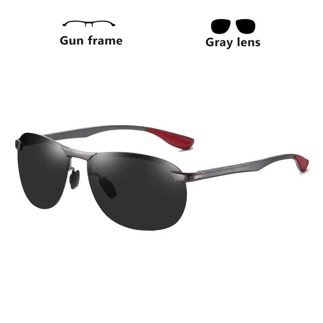 2023 Brand Design Upgrade Photochromic Rimless Sunglasses Men Anti-glare Aluminum Polarized Driving Sunglasses heren zonnebril