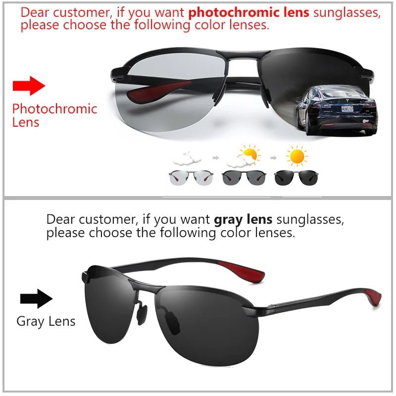 2023 Brand Design Upgrade Photochromic Rimless Sunglasses Men Anti-glare Aluminum Polarized Driving Sunglasses heren zonnebril