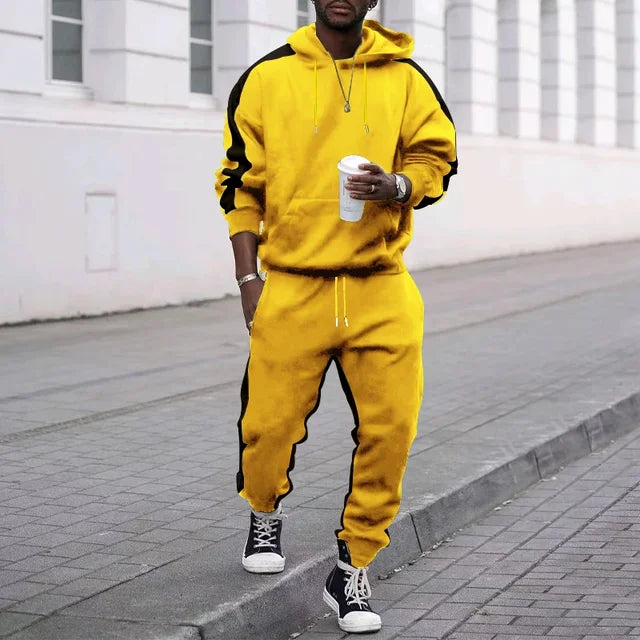 2023 mode Männer Streetwear Täglichen Kleidung Kordelzug Herbst Winter männer Hoodies + Jogginghose 2 Stück Set männer Casual