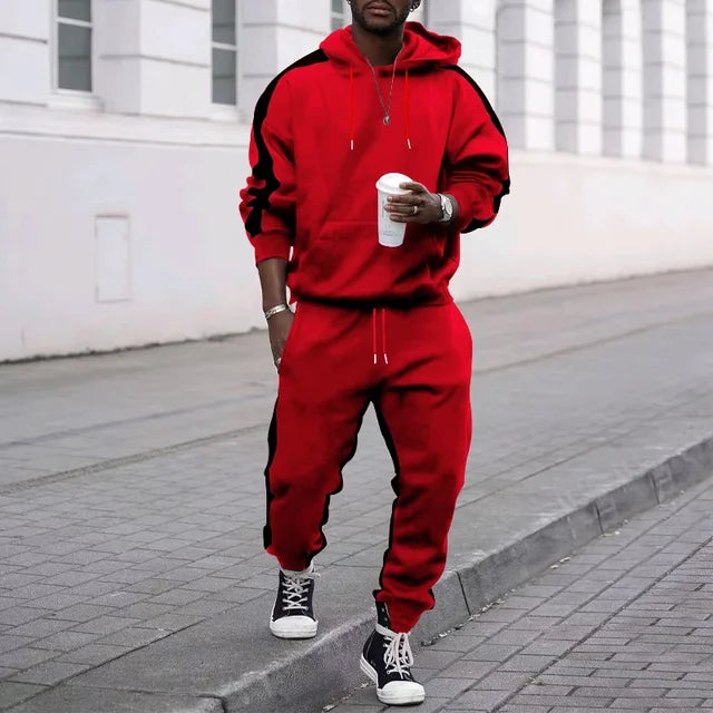 2023 mode Männer Streetwear Täglichen Kleidung Kordelzug Herbst Winter männer Hoodies + Jogginghose 2 Stück Set männer Casual