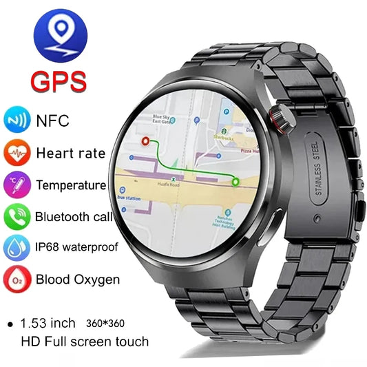 2023 neue Für Huawei GT4 Pro Smart Uhr Männer IP68 NFC GPS Tracker AMOLED 360*360 HD Bildschirm Herz rate Bluetooth Anruf SmartWatch