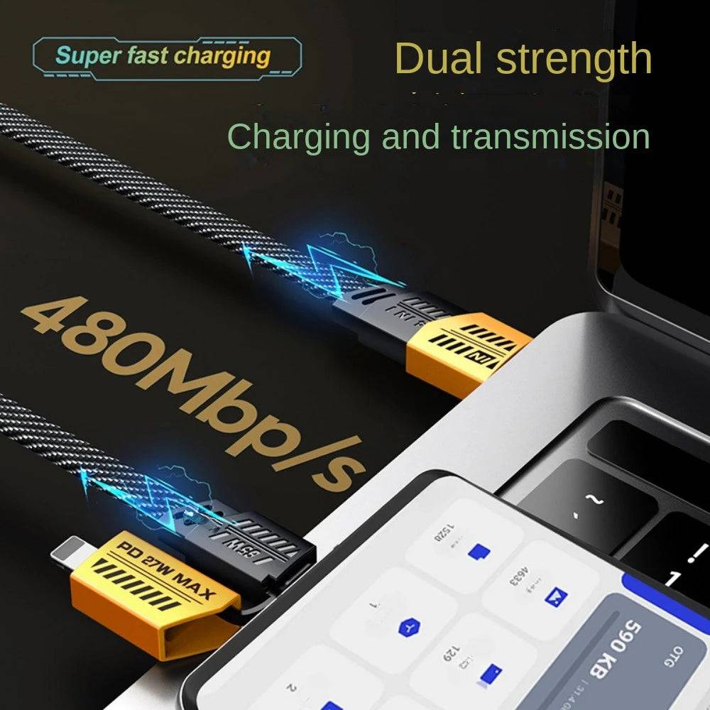 New Mecha Four-in-one 6A Fast Charging Data Cable Yellow and Black Braided Double Typec Two-to-two Charging Cable