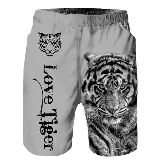 2024 estate nuovi uomini pantaloncini da spiaggia Casual Cool Animal 3d Print Tiger pantaloni corti Running Trunks traspirante uomo tasche costumi da bagno