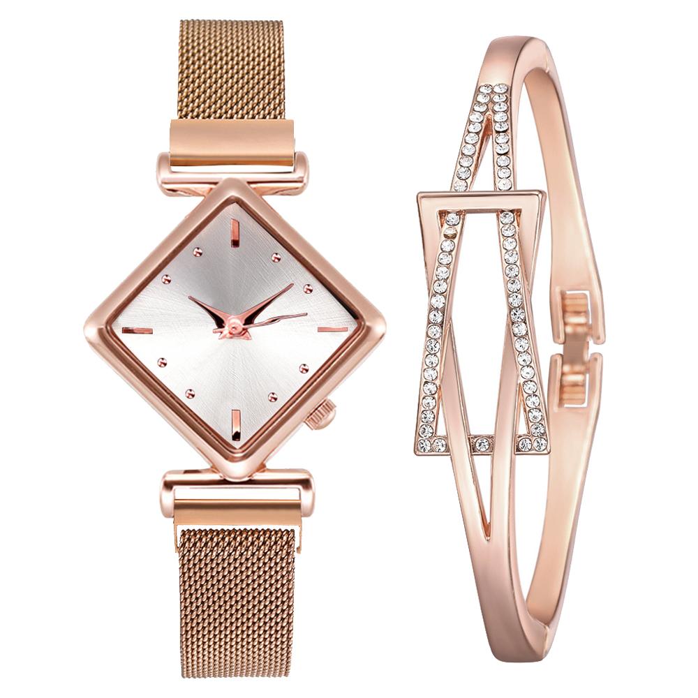 Women Square Watch Luxury Ladies Quartz Magnet Buckle Gradient Color Watches Relogio Feminino For Gift Clock