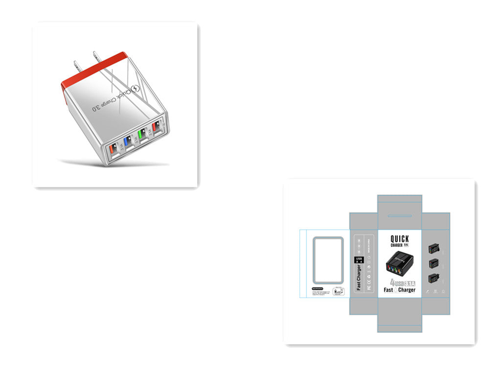 USB-Ladegerät Quick Charge 3.0 4 Handy-Adapter für Tablet, tragbares mobiles Wandladegerät, Schnellladegerät