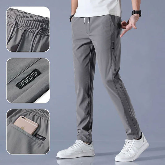 Lässige Eisseidenhose Herren Koreanische Version Großer Modetrend Stretch Atmungsaktive Hose mit geradem Bein