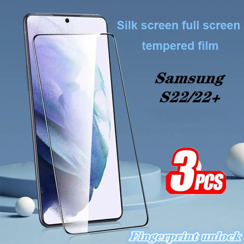 3Pcs Tempered Glass Screen Protector for Samsung Galaxy S23 S22 S21 Plus Fingerprint Unlock Film for Samsung Note 20 Glass