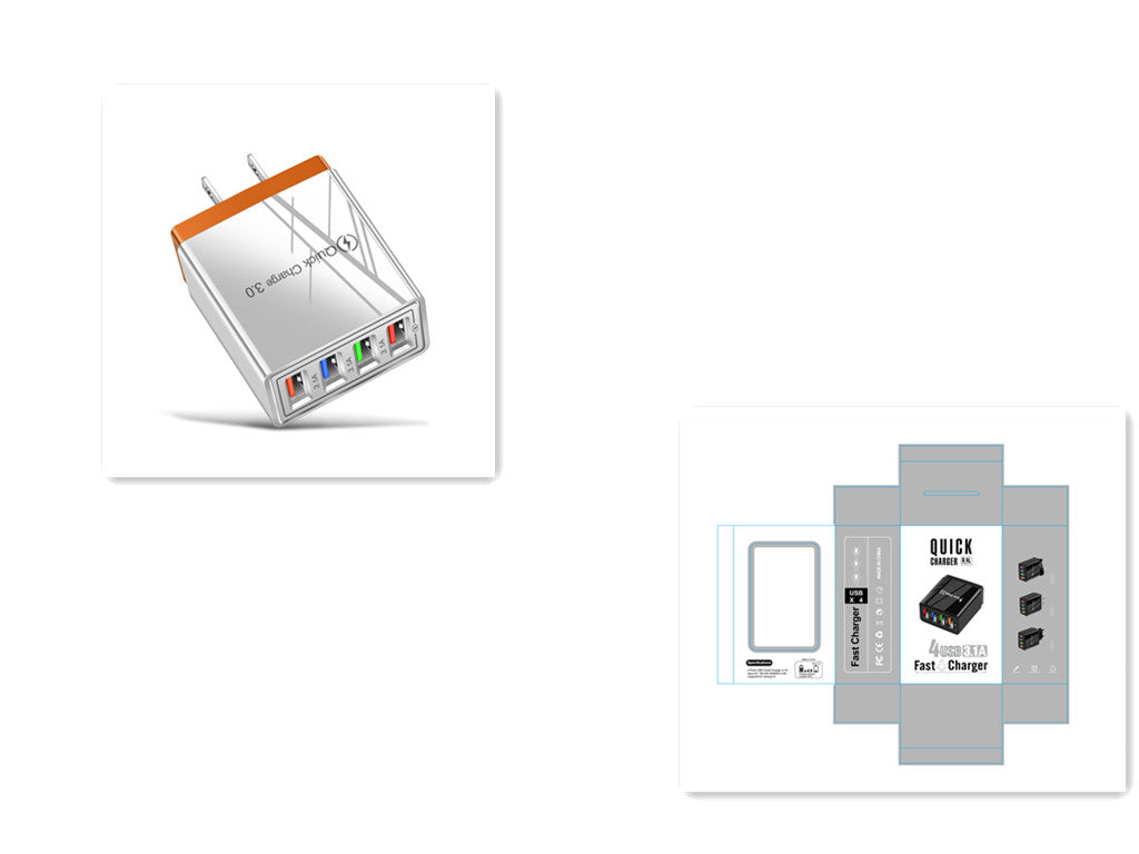 USB-Ladegerät Quick Charge 3.0 4 Handy-Adapter für Tablet, tragbares mobiles Wandladegerät, Schnellladegerät