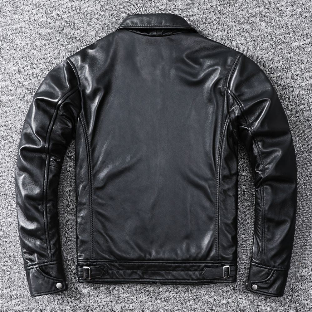 Top Layer Fine Sheepskin Genuine Leather Men's Casual Jacket