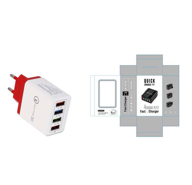 USB-Ladegerät Quick Charge 3.0 4 Handy-Adapter für Tablet, tragbares mobiles Wandladegerät, Schnellladegerät