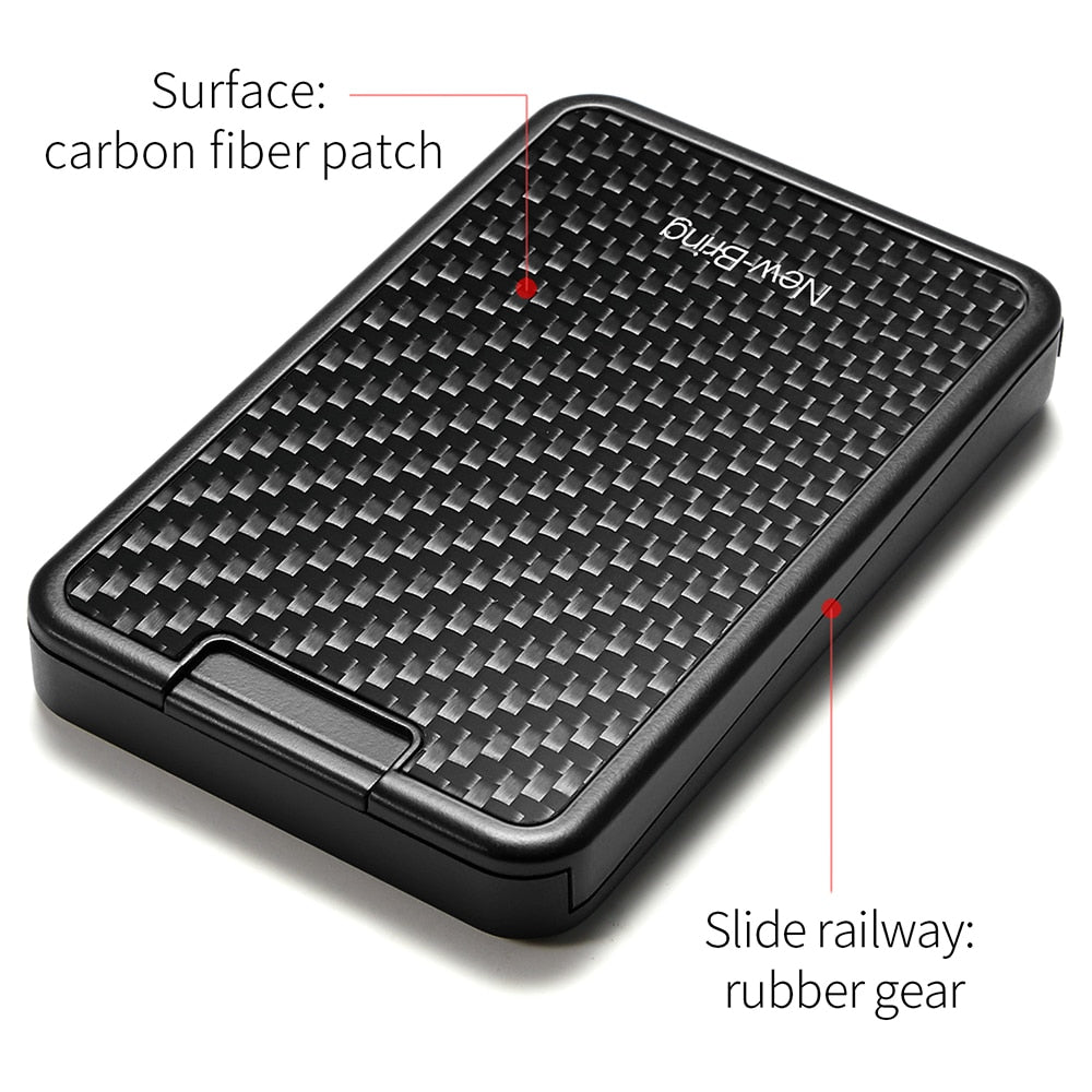 NewBring Slide Wallet RFID Blocking Carbon Fiber Credit ID Card Holder For Men Women Male Female Card Money Minimalist Purse