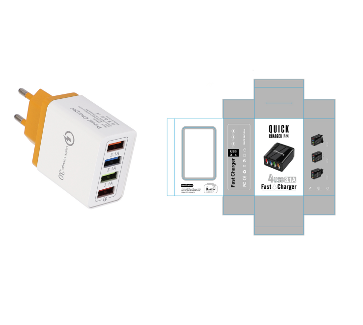 USB-Ladegerät Quick Charge 3.0 4 Handy-Adapter für Tablet, tragbares mobiles Wandladegerät, Schnellladegerät