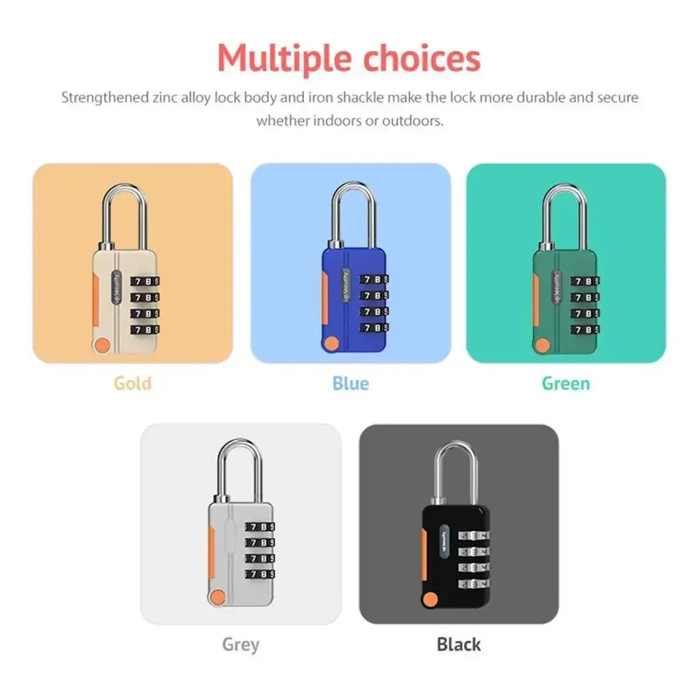 4 Digit Code Combination Padlock Travel Luggage For CASE Lock Keyless Shackle Lock For Backpack