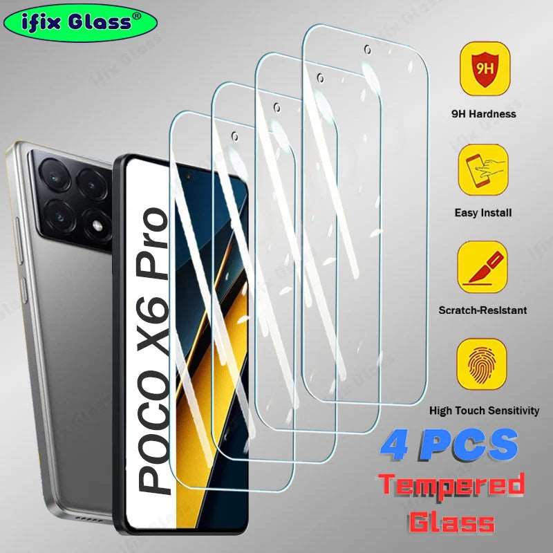 4 pezzi di vetro temperato per Xiaomi POCO X6 F5 X5 M6 Pro proteggi schermo per POCO X6Pro F5Pro X5Pro X6 X5 F5 Pro Cover Glass Film