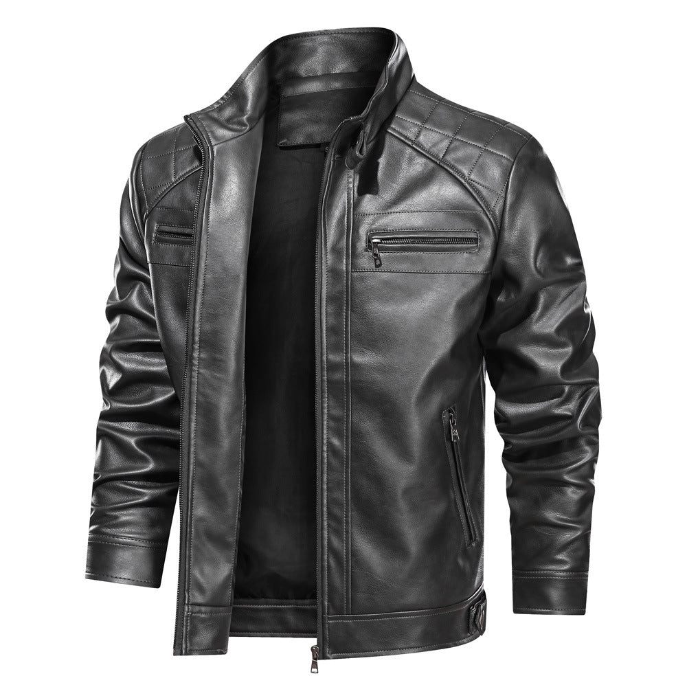 Simple Fashion European Size Autumn Leather Jacket