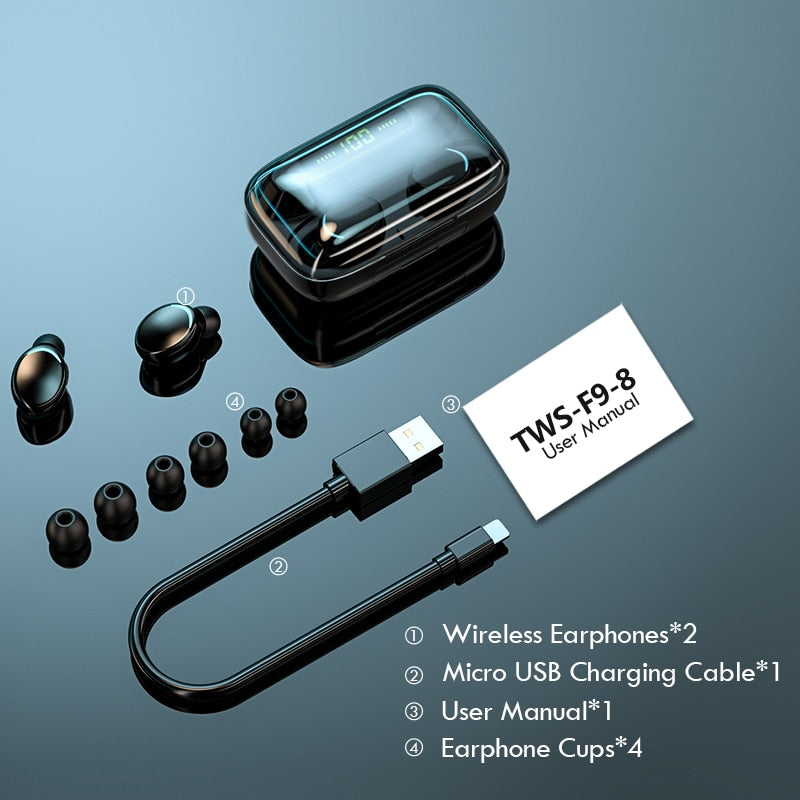 TWS Bluetooth 5,0 Kopfhörer 2200 mAh Lade Box Drahtlose Kopfhörer 9D Stereo Sport Wasserdichte Ohrhörer Headsets Mit Mikrofon