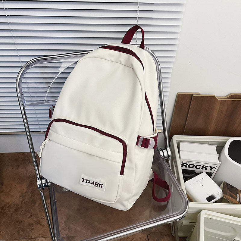 Fashion Simple Girls High School Students Backpacks Contrasting Color Trend Ins Japanese Casual Backpacks Men