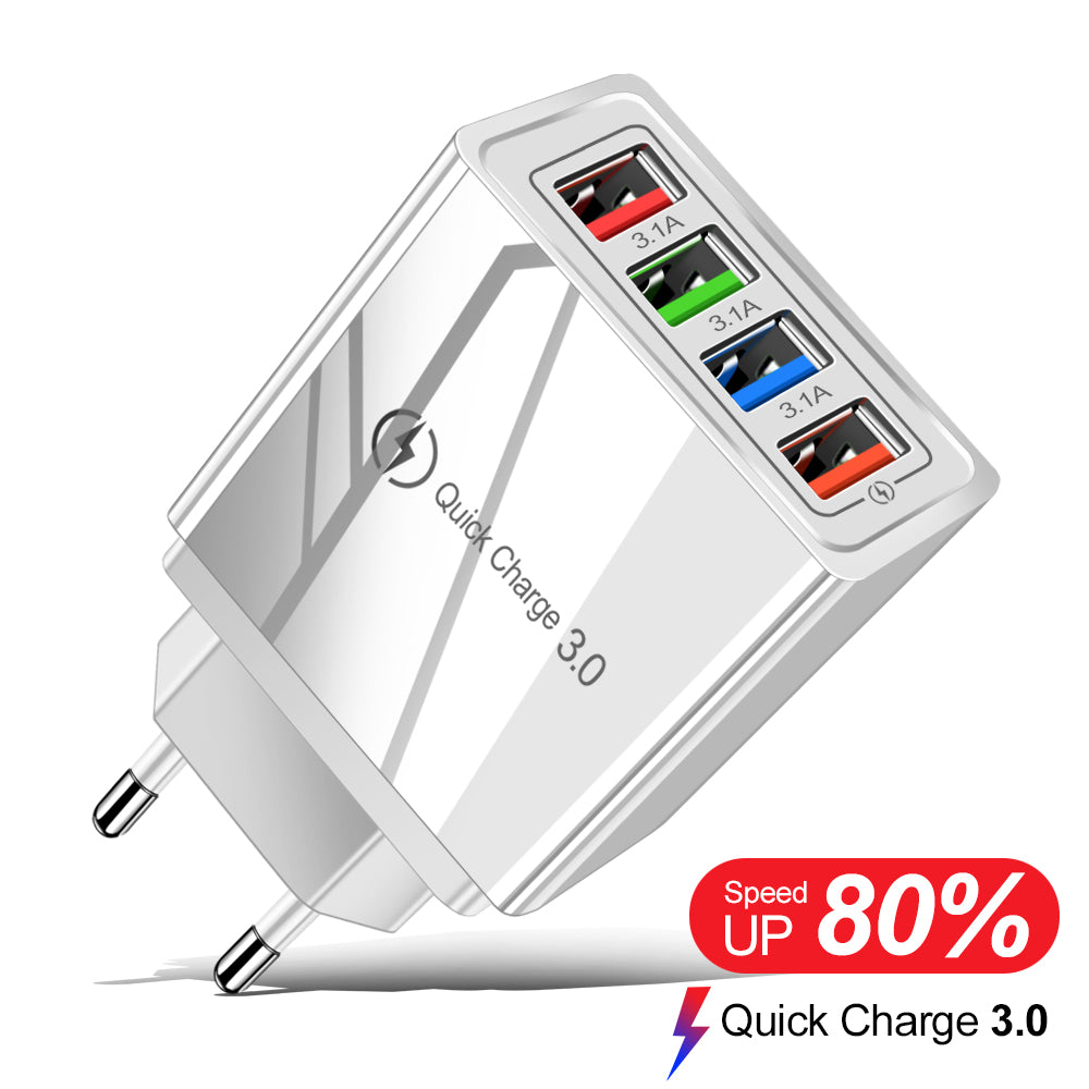 USB-Ladegerät Quick Charge 3.0 4 Handy-Adapter für Tablet, tragbares mobiles Wandladegerät, Schnellladegerät